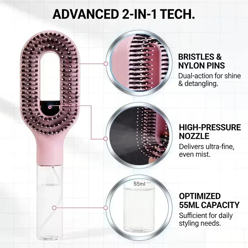 MistBrush™ 2-in-1 Detangling Spray Brush